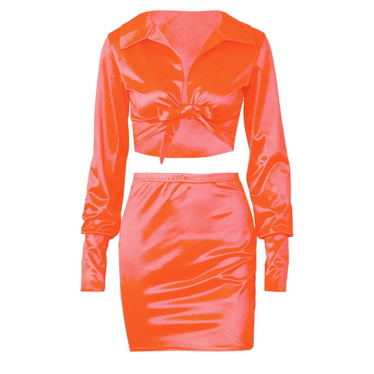 

Women fashion Two Piece Set Split Crop Top mini Bodycon Skirt Suit Sexy 2Pcs Set Long Sleeve Party Clubwear Femme Outfit