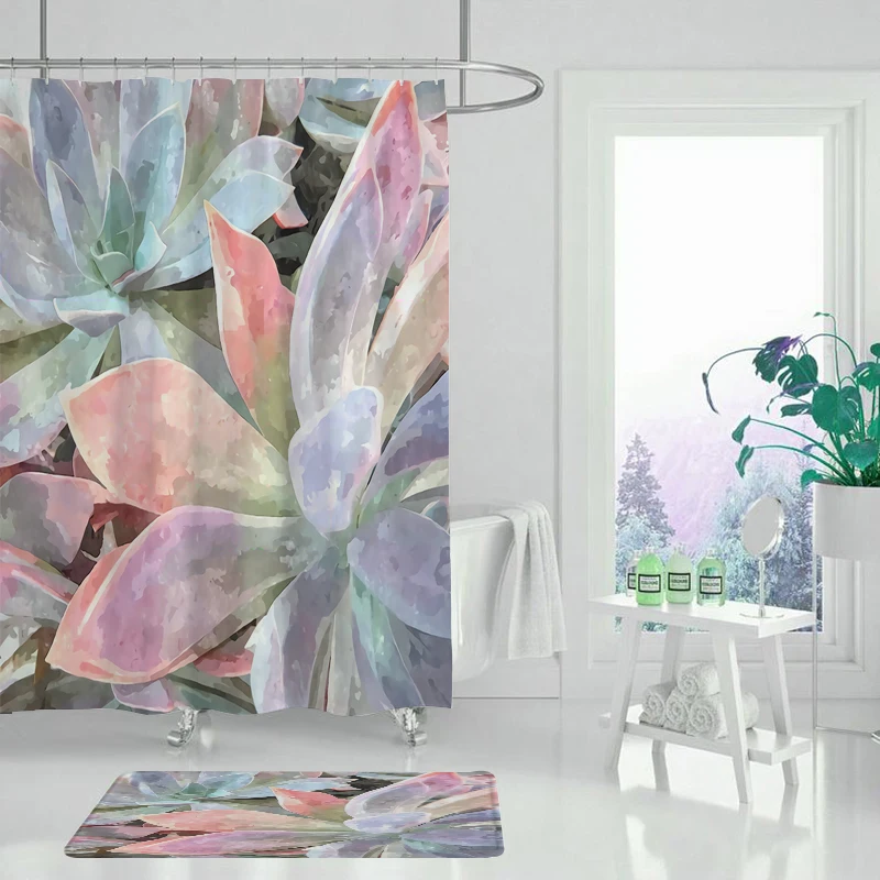 Занавеска для душа зеленая витальность занавеска с крючками ванной комнаты 3D