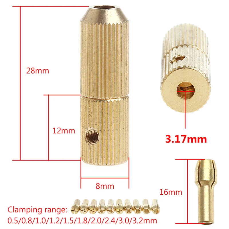 10Pc 0.5 3.2mm Micro Twist Hand Drill Kit Chuck Electric Bit Collet 3.17mm N1HF|Сверла| |