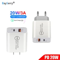 bayserry usb charger quick charge qc 3 0 20w fast charging mobile phone adapter for iphone 12 11 pro huawei p30 p20 pro honor 20