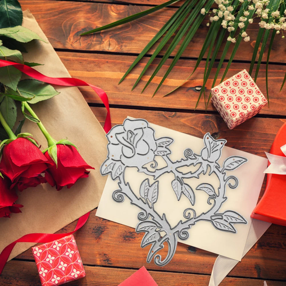 

Heart Rose Metal Cutting Dies Embossing Stencils Scrapbooking for DIY Craft Paper Card Making Album Decorative