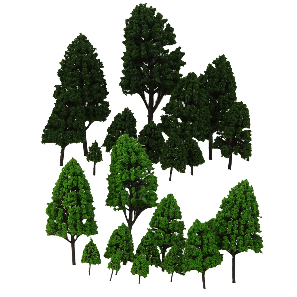 Деревья-модели 24 шт. 1:50-500 2 5-16 см сад парк лес диорма поезд пейзаж
