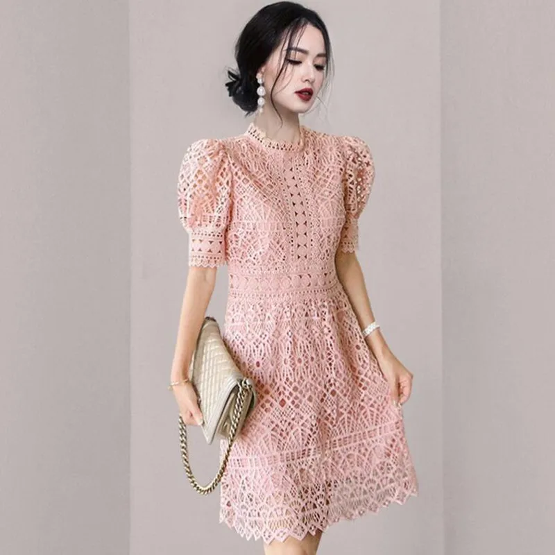ZAWFL новинка 2021 года кружевное платье с воротником-стойкой и пышными рукавами