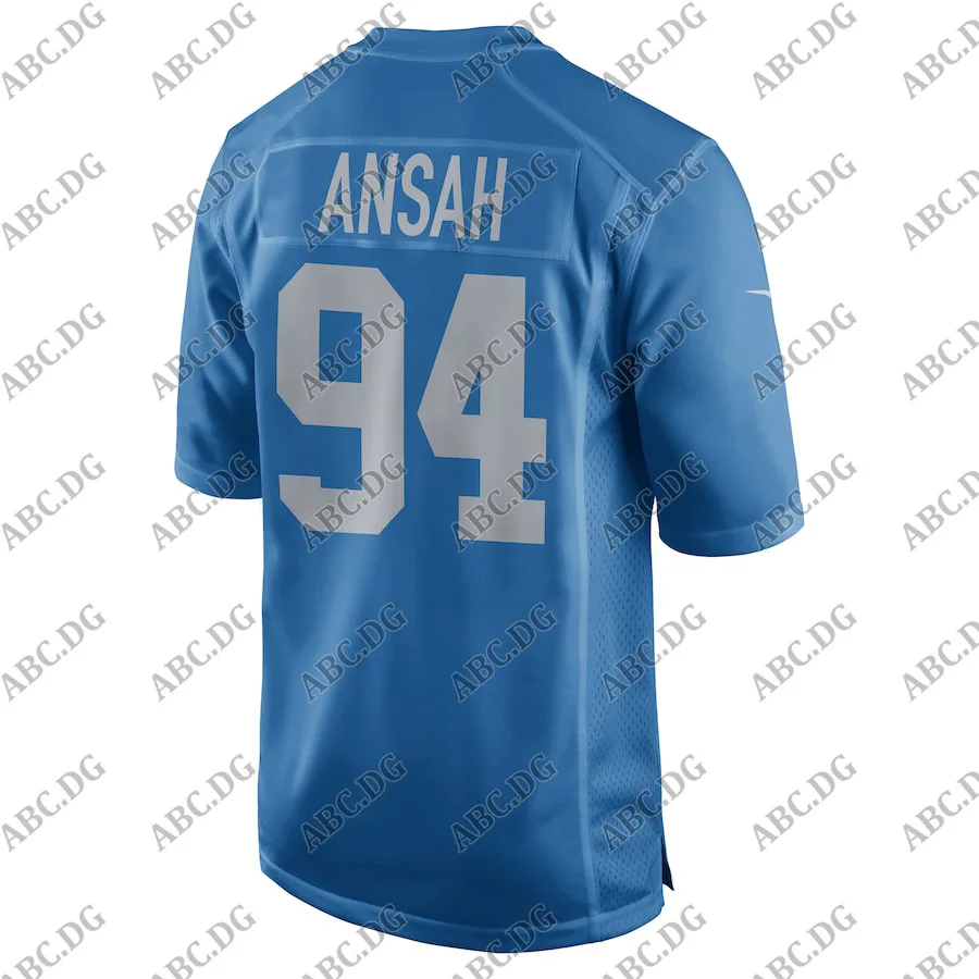

Customized Stitch American Football Jersey Men Women Kid Youth Detroit Ziggy Ansah Blue Throwback Game Jersey