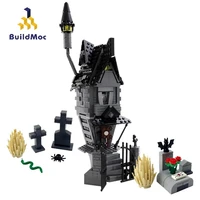 buildmoc creativ expert haunted house skeleton man home nightmare city christmas halloween town architecture building blocks toy