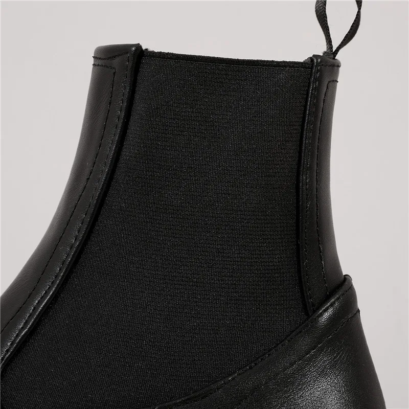 

YMECHIC Women Elastic Band Black Ankle Chelsea Boots Female Platform High Heels Winter Short Plush Shoes Ladies 2020 Size 34-43