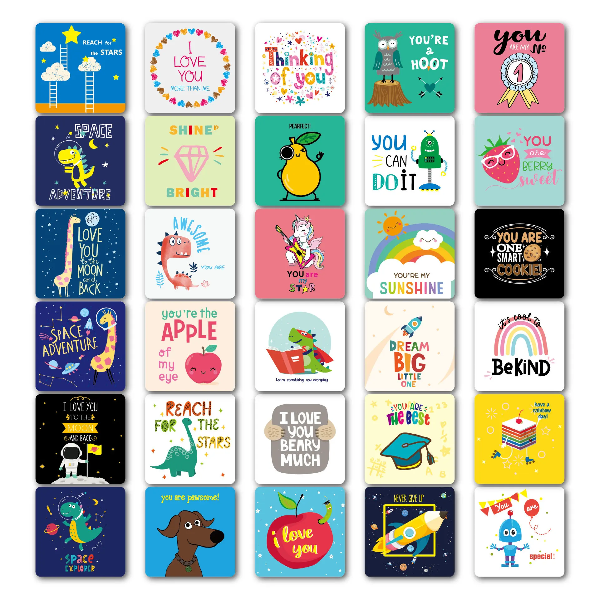 60 Lunch Box Notes for Kids Cute Inspirational and Motivational Positive Thinking of You Cards for Boy's and Girl's Lunchbox