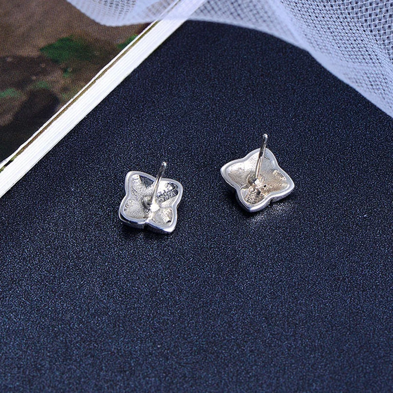 

LOVANS Women Flower Stud Earrings Vintage Tai Silver Zirconia Earrings Birthday For Lover