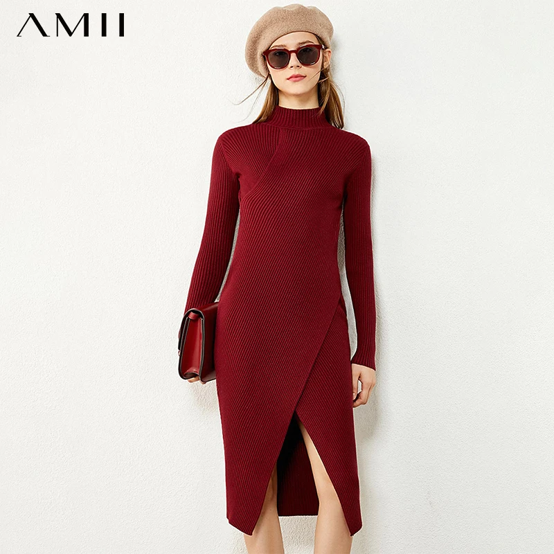 Платье-Свитер Женское зимнее с высоким воротником 12080070 | Женская одежда