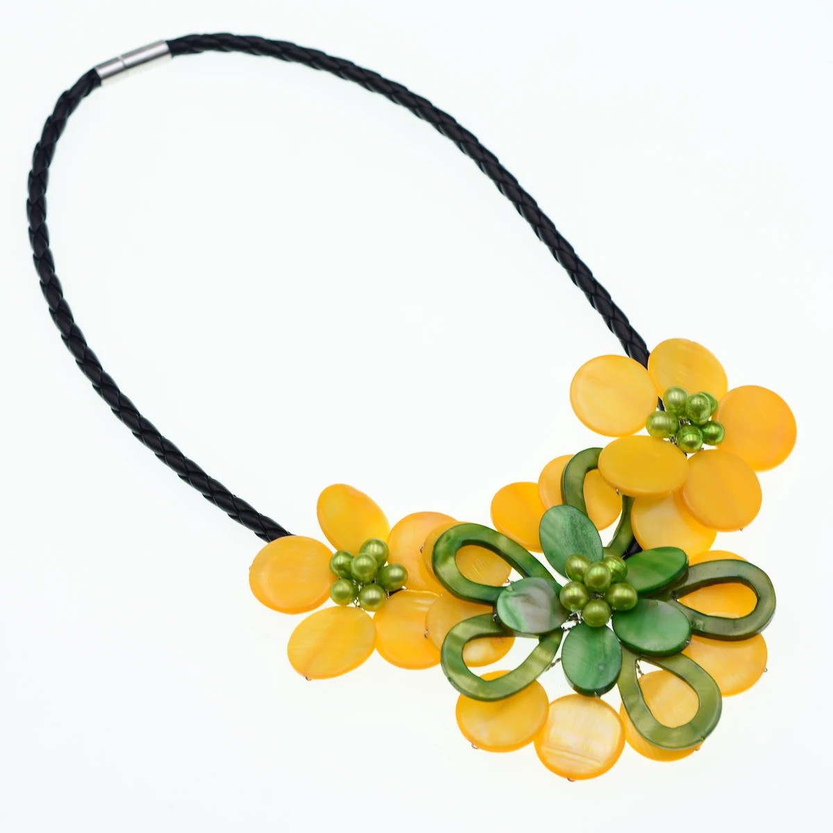 2019 New Fashion Yellow Green Mother Of Pearl Shell Flower Choker Necklace Bridal Jewelry Wedding Gifts Factory Price Bijoux | Украшения и
