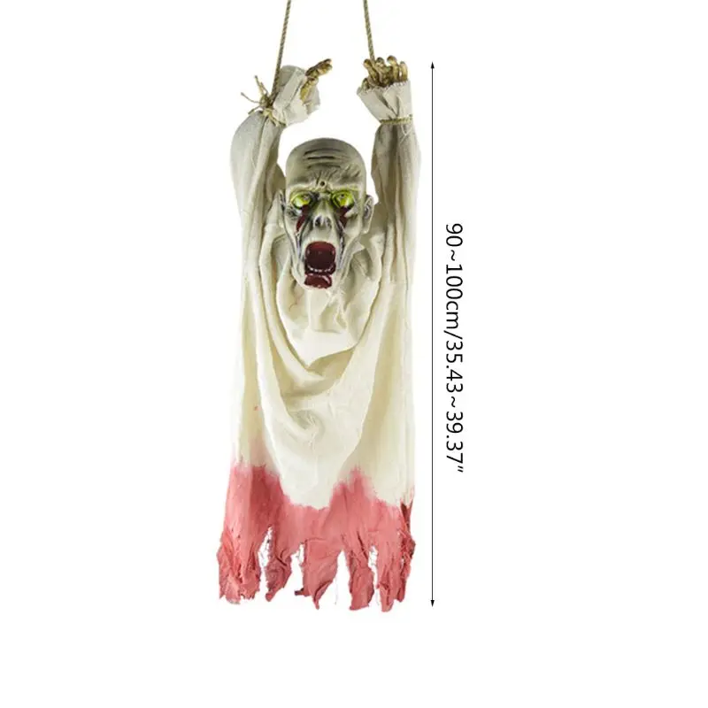 

Hanging Horror Skeleton Ghost Prop Devil Electric Ghost Doll Scary Face Creepy Accessory for Halloween Items Toy Decoration QW