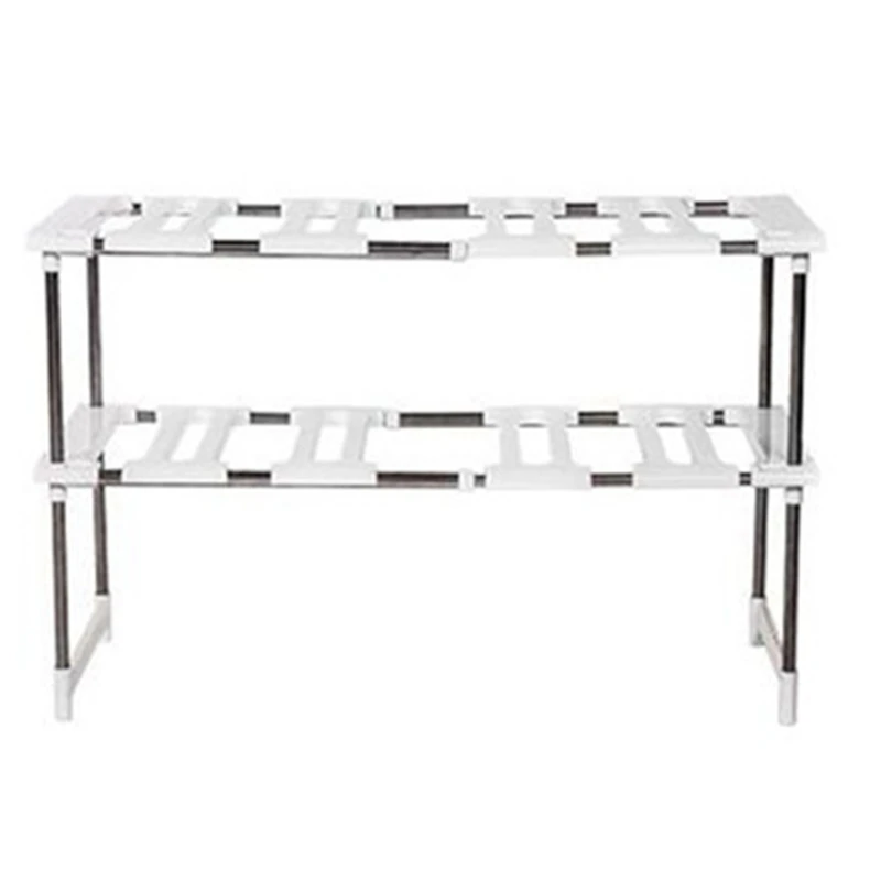 

Kitchen Shelf Organiser Floor Type Adjustable Extendable Double Layer Dishes Storage Rack Under Sink Multifunction Shelf