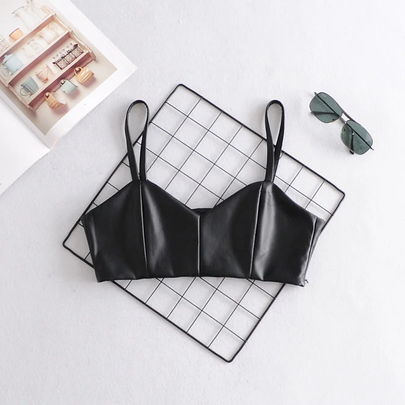 

JCÂ·KILIG Imitation Leather V-Neck Suspender Top W65317G