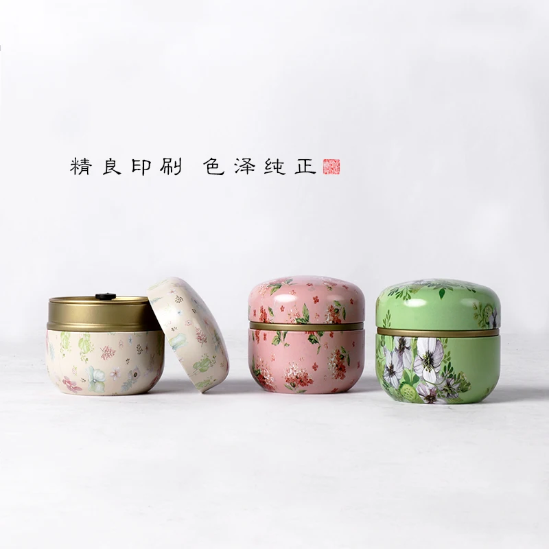 

Metal Mini Tea Jar Small Portable Tea Caddy Portable Packaging Tea Canakin Japanese Iron Can Iron Box Jar Separately Packed Case