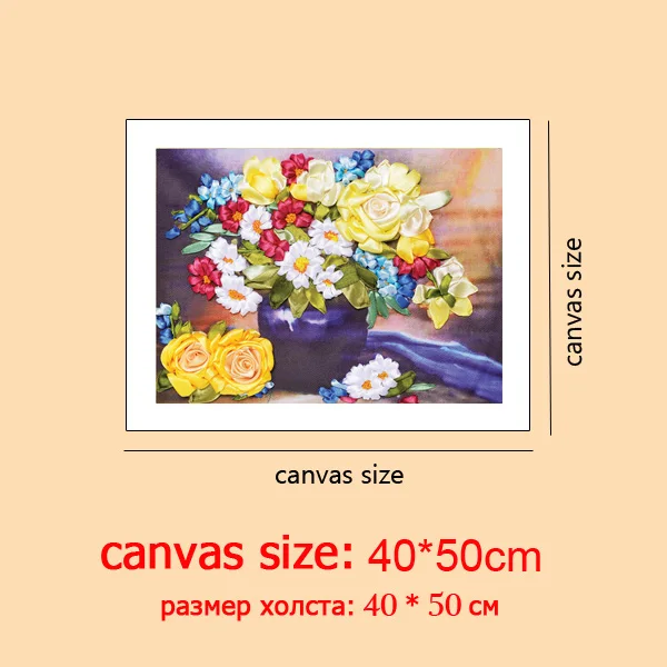 C-0328 40x50cm DIY легкая лента для вышивания Распродажа для начинающих Рукоделие Набор для вышивания крестиком ручная работа шитье настенное Искусство Цветы Серия C-0325 - Цвет: C-0328 40x50cm