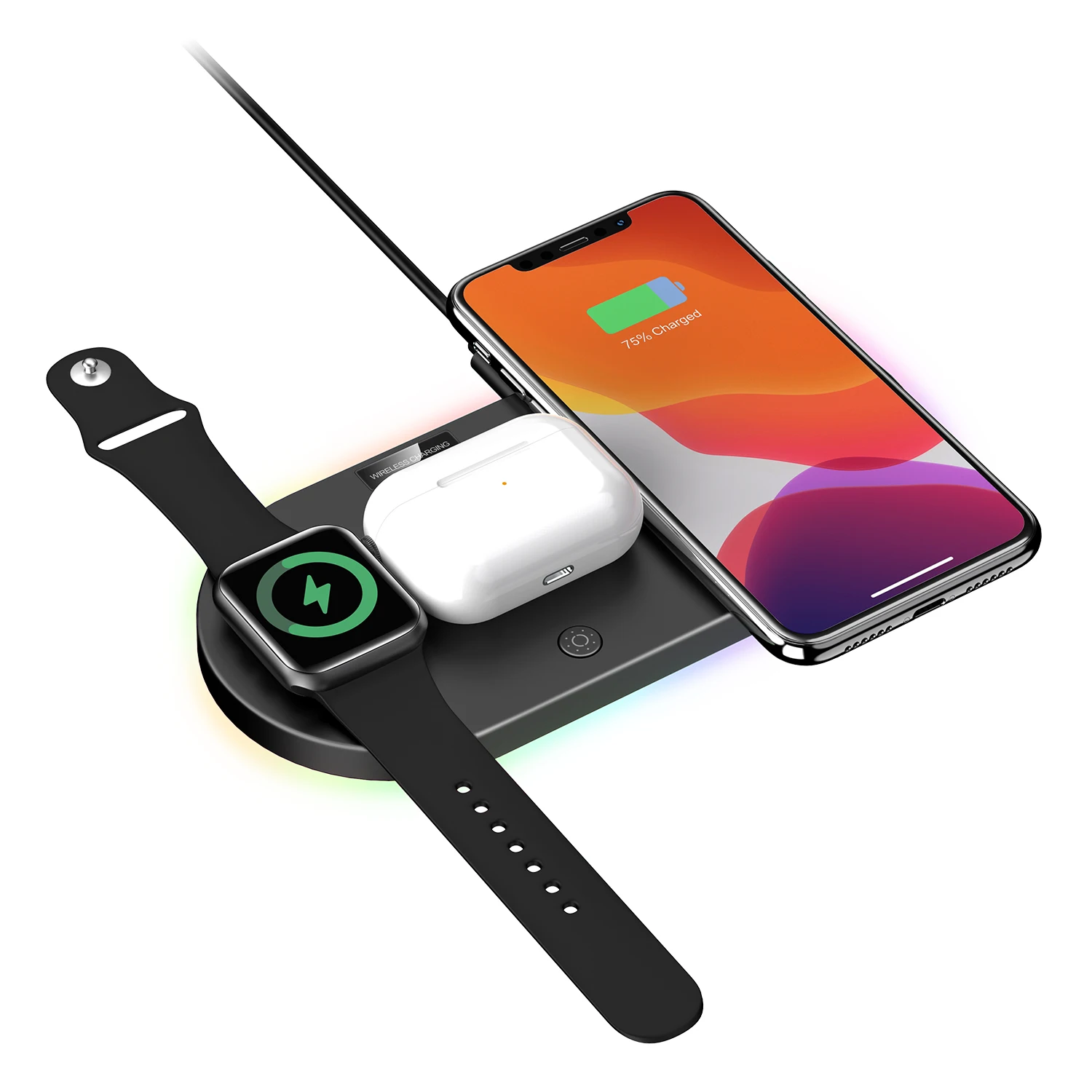 

Новое беспроводное зарядное устройство Qi 15 Вт 4 в 1 для iPhone12 X 8 Samsung Airpods