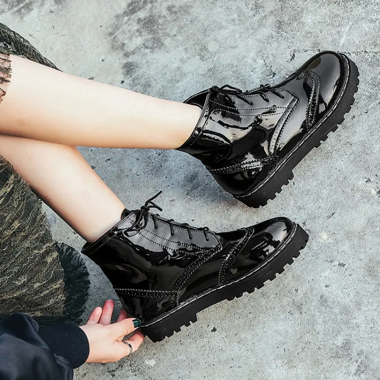 Ботинки PXELENA женские в британском стиле криперы на плоской платформе удобные