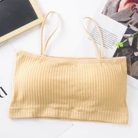 12 colors women sexy chest crop tops bustier wrap top tube bandeau camisoles strap bustier built in bar seamless tank top camis