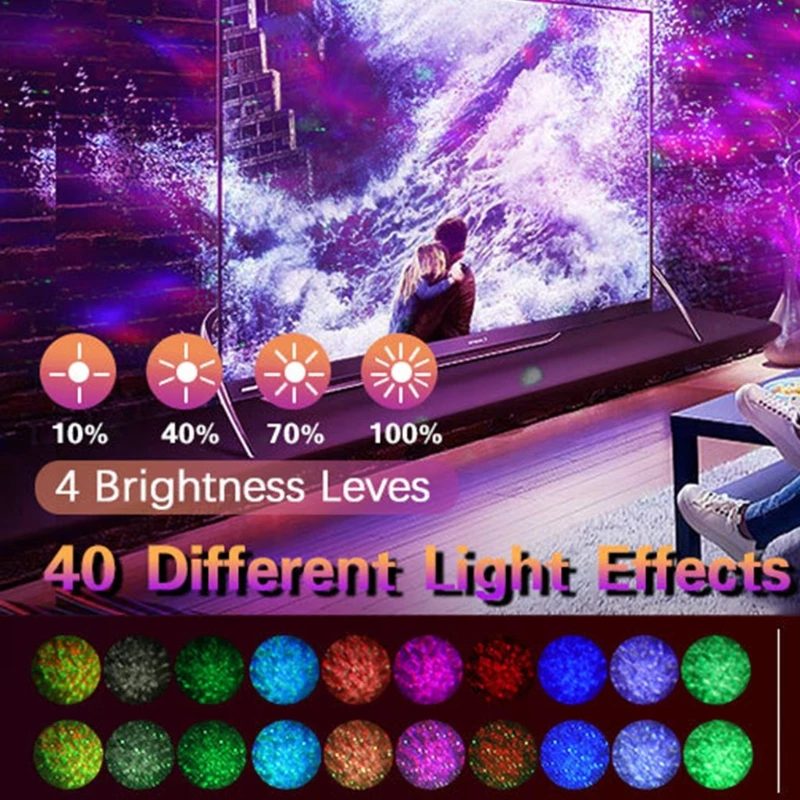 

H7JA Car Starry Projector Night Light with Remote Control Music Speaker Voice Control Lamp for Bedroom Party Home Decor
