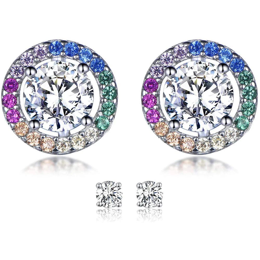 

Hot style in 2021 S925 Sterling Silver With 18K White Gold/rose Gold Plated Cubic Zirconia Halo Earrings for Girls Jewelry