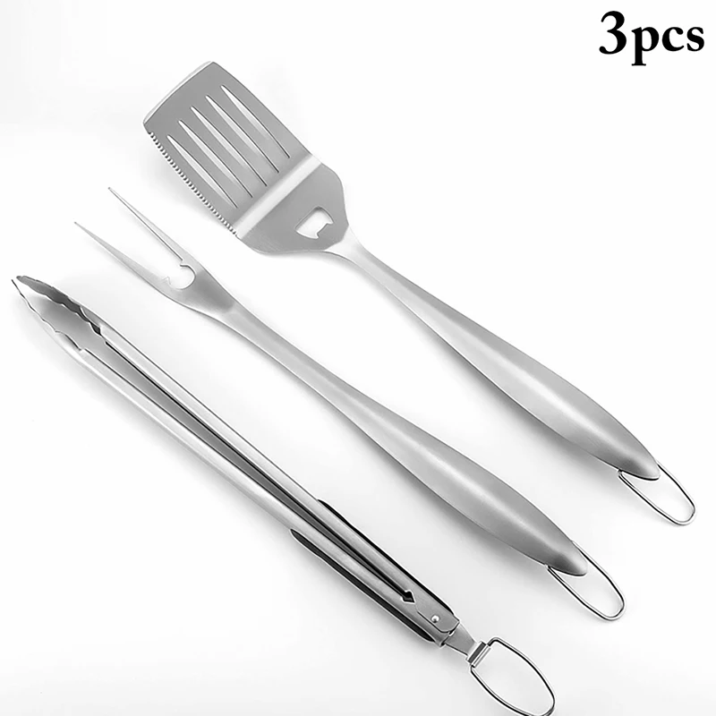 

3Pcs Barbecue Tool Stainless Steel BBQ Utensil Food Tongs Serving Fork Turner Cooking Tong Kitchen Supplies Serving Food Tong