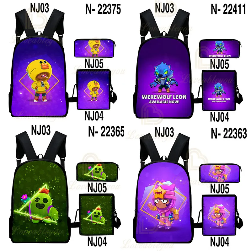 

Shooter Boys Girls 3D PRIMO MORTIS Backpack Set Crow Spike Leon Shelly Browling School Bag Kids Game Star Backpack Birthday Gift