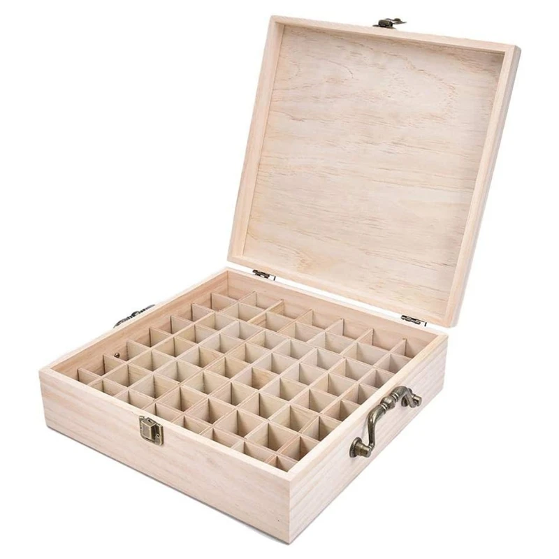 

62 Grids Wooden Essential Oil Storage Case Essential Oil Bottle Organizer X4YD