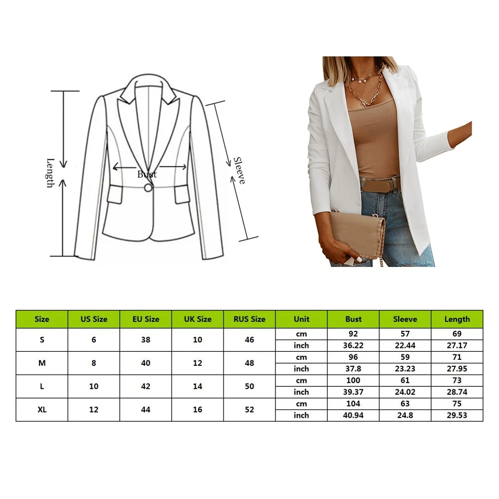 

Black Women Blazer 2020 Formal Blazers Lady Office Work Suit Pockets Jackets Coat Slim Black Women Blazer Femme Jackets