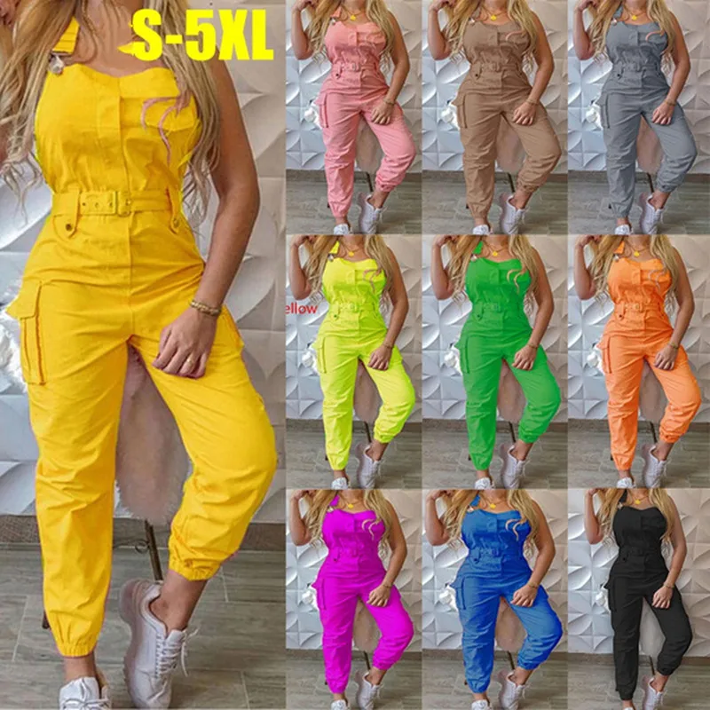 

AWASIR 10 Colors 2021 NEW Women Bodycon Jumpsuit Solid Casual Bodysuit Ladies Long Romper Overalls size S-5XL