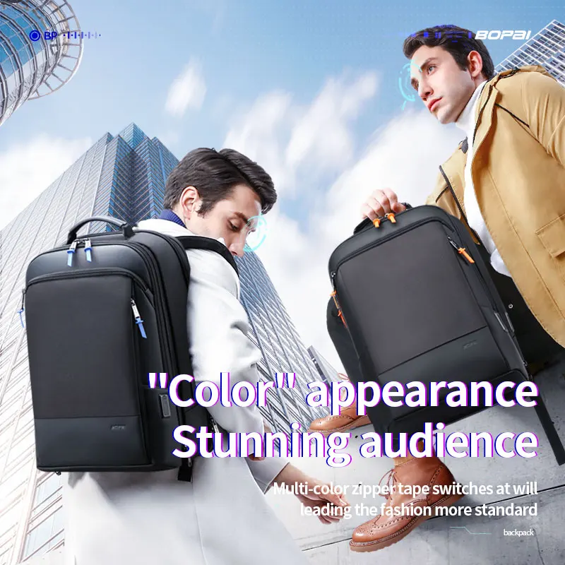 Деловой рюкзак BOPAI для мужчин функциональный Повседневный ранец Два в одном с