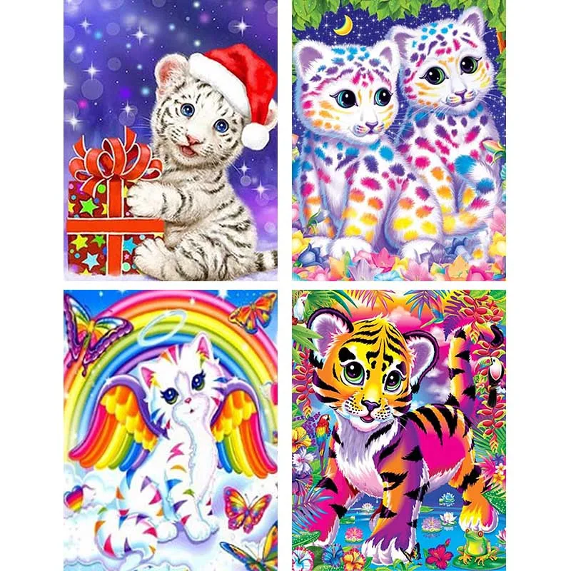 

Full Drill DIY 5D Diamond Embroidery Cartoon Tiger Diamond Painting Colorful Animal Cross Stitch Mosaic Living Room Decor Q82