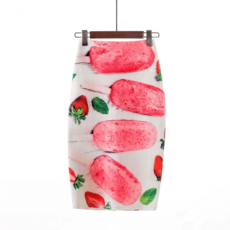 Женская юбка-карандаш новинка 2020 мультяшный принт высокая талия Облегающие юбки