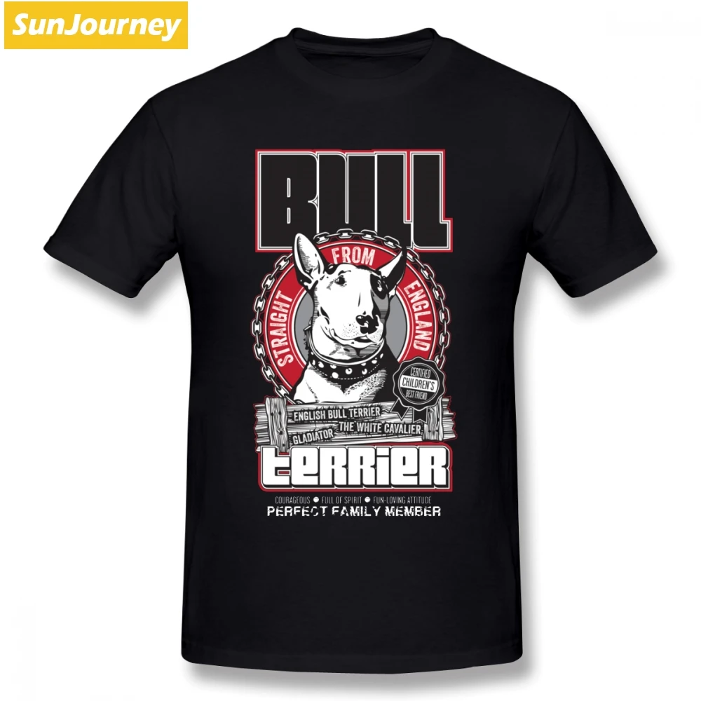 

English Bull Terrier Men T Shirt Streetwear Oversize Cotton Crewneck Short Sleeve Custom Men'S Shirts