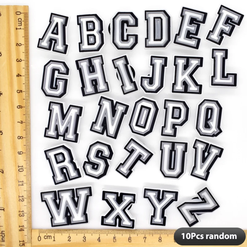 

10 шт./лот, мультяшный Английский алфавит, зеркальные буквы, ПВХ 3D Подвески для обуви, аксессуары для обуви, украшение, подходит для ремешка, д...