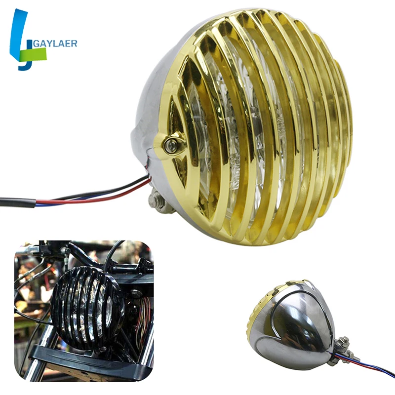 

Для Honda Yamaha Suzuki Chopper Bobber Cafe Racer галогенная лампа для путешествий Ретро волнистая лампа для фар