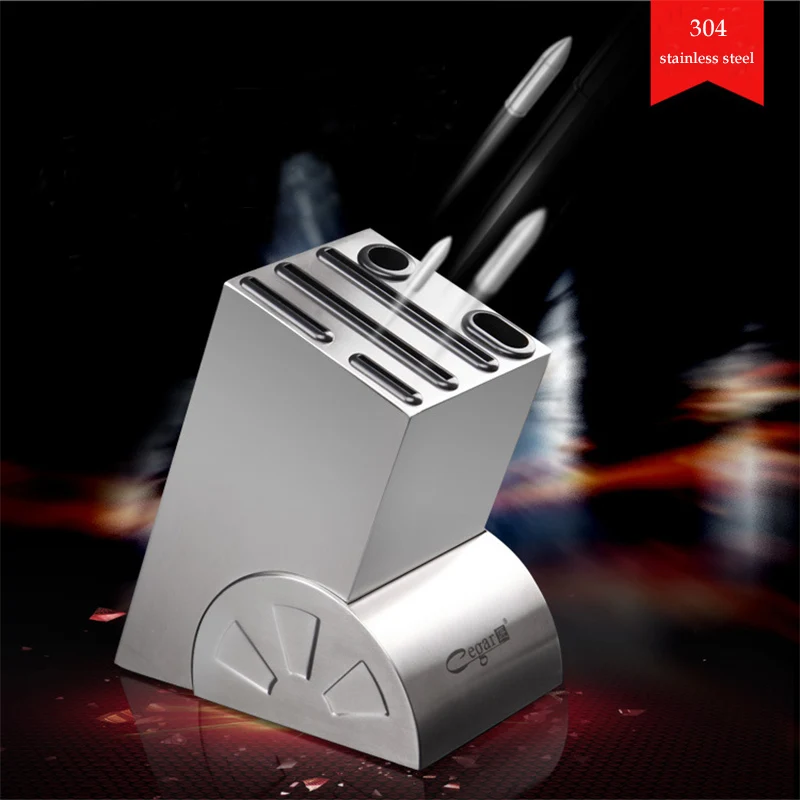 

Kitchen Not Moldy Knife Stand Block 304 Stainless Steel Knife Holder Wheel Stand for Knives Easy To Clean Tool Holder