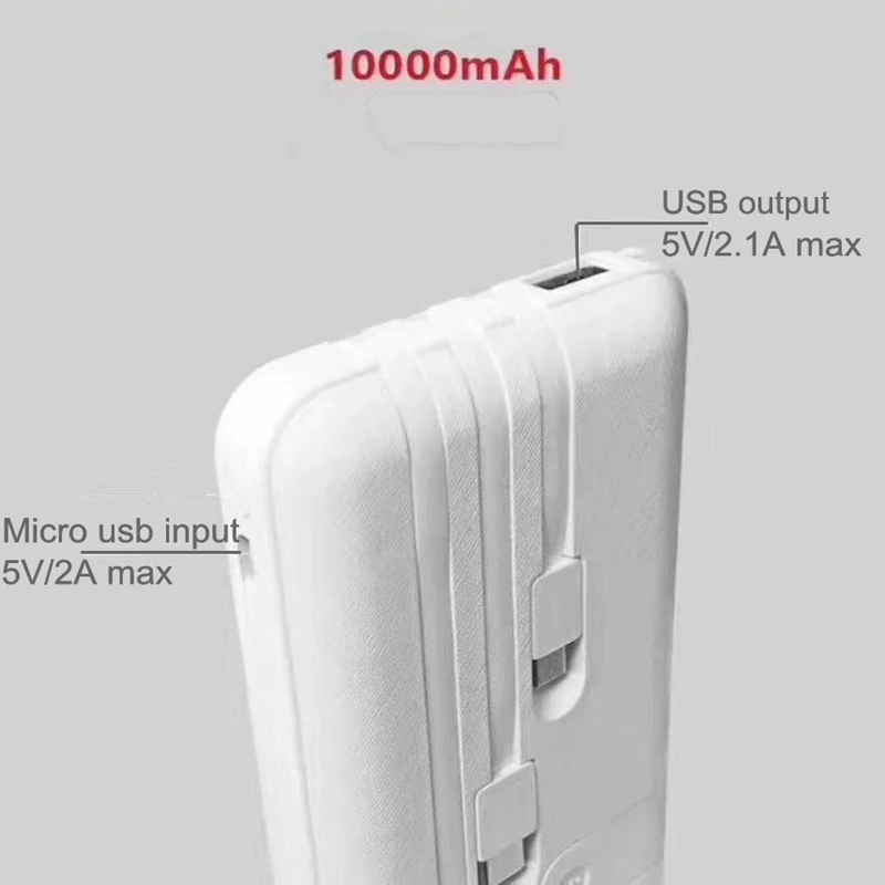 Внешний аккумулятор 10000 мАч со встроенным кабелем Type C для iPhone Samsung Huawei Xiaomi |