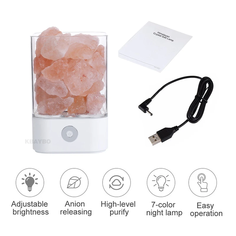 

USB Crystal Light natural himalayan salt lamp led Lamp Air Purifier Mood Creator Indoor warm light table lamp bedroom lava lamp