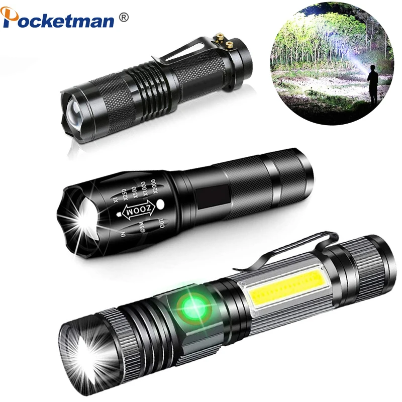 

Most Powerful Led flashlight Super bright linterna led torch T6 COB Zoomable Bicycle Light use AAA 18650 battery Waterproof