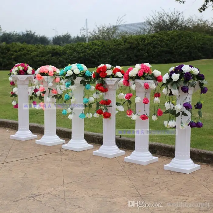 

New 89cm (35 inch) height Roman Road Lead Rome Plastic Column Style With Flower And Flower Pot For Wedding Mall Open