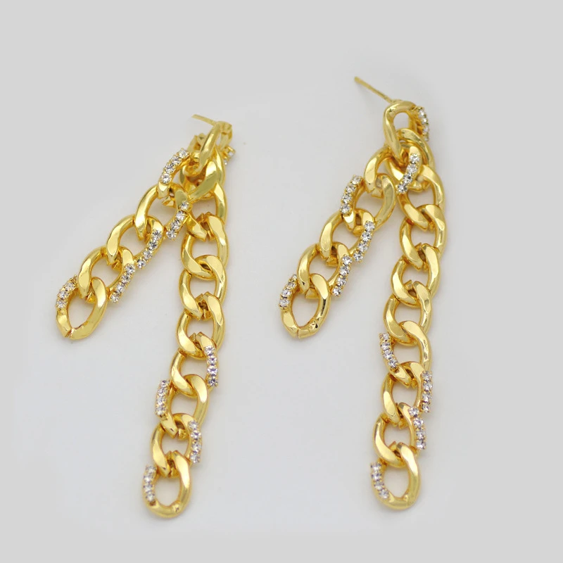 

TOSAKO Drop Earrings for Women Fashion Jewelry Personality Zircon Chain Stud