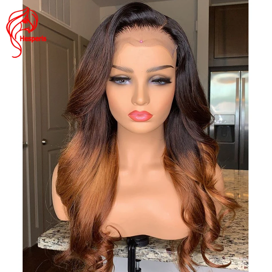 

Hesperis 5.5X4.5 Silk Base Lace Closure Wigs Ombre 150 Density Brazilian Remy 4x4 Lace Closure Wigs With Baby Hair 1b/4/30 Ombre