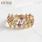 ROXI романтические красочные часы, дизайнерские кристаллы, золотые кольца для женского кольца из стерлингового серебра 925 пробы, кольцо на палец, обручальное кольцо