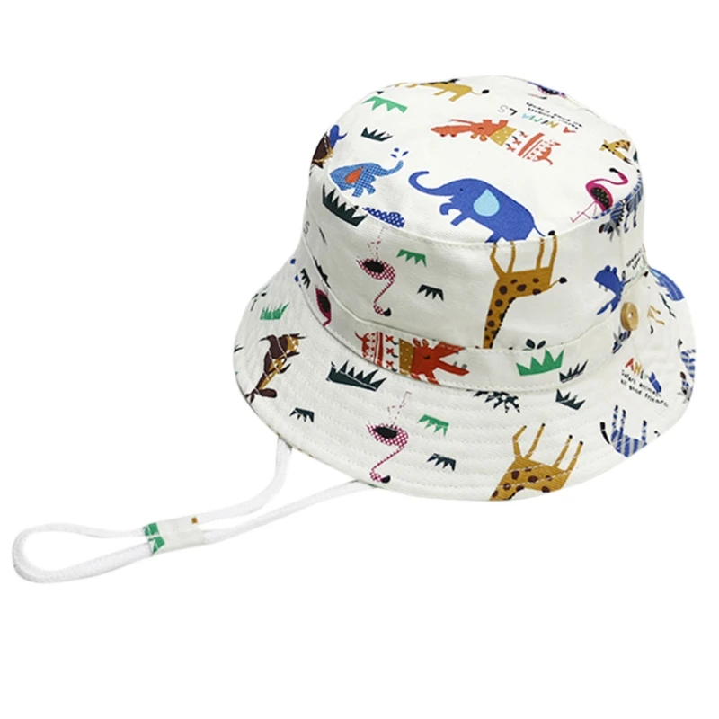 

Baby Toddler Kids Bucket Reversible Bucket Sun Hat Protection Animal Print Cute 50PF