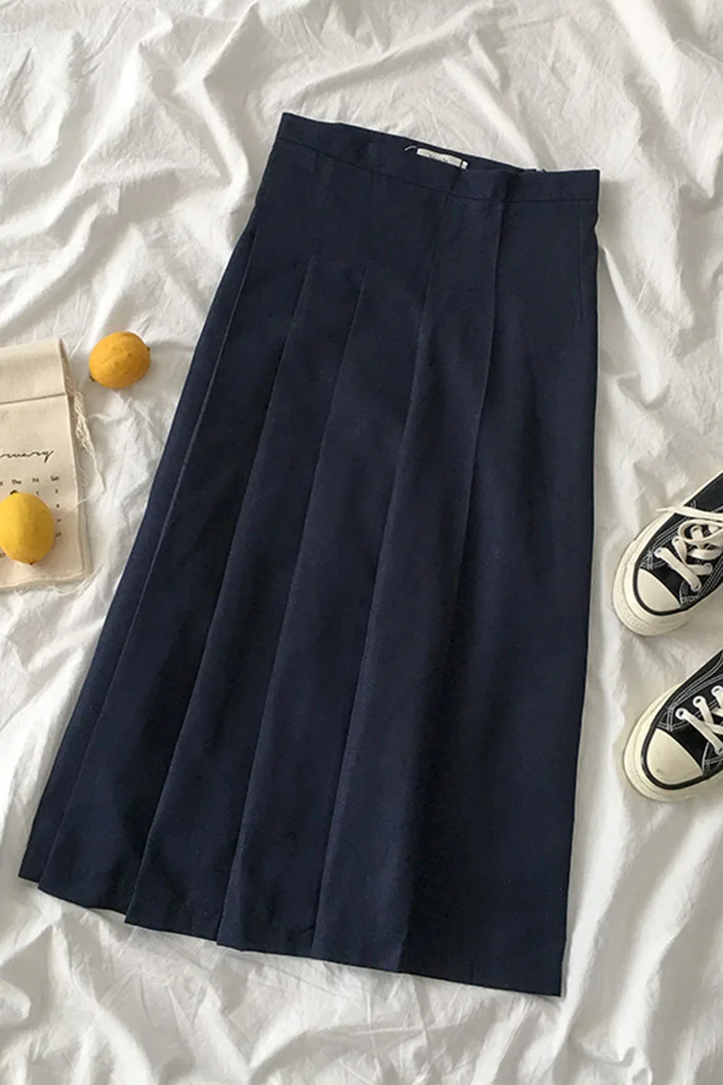 

Fashion retro temperament Hong Kong style solid color mid-length a-line half-length skirt 2021 new summer women's clothing trend