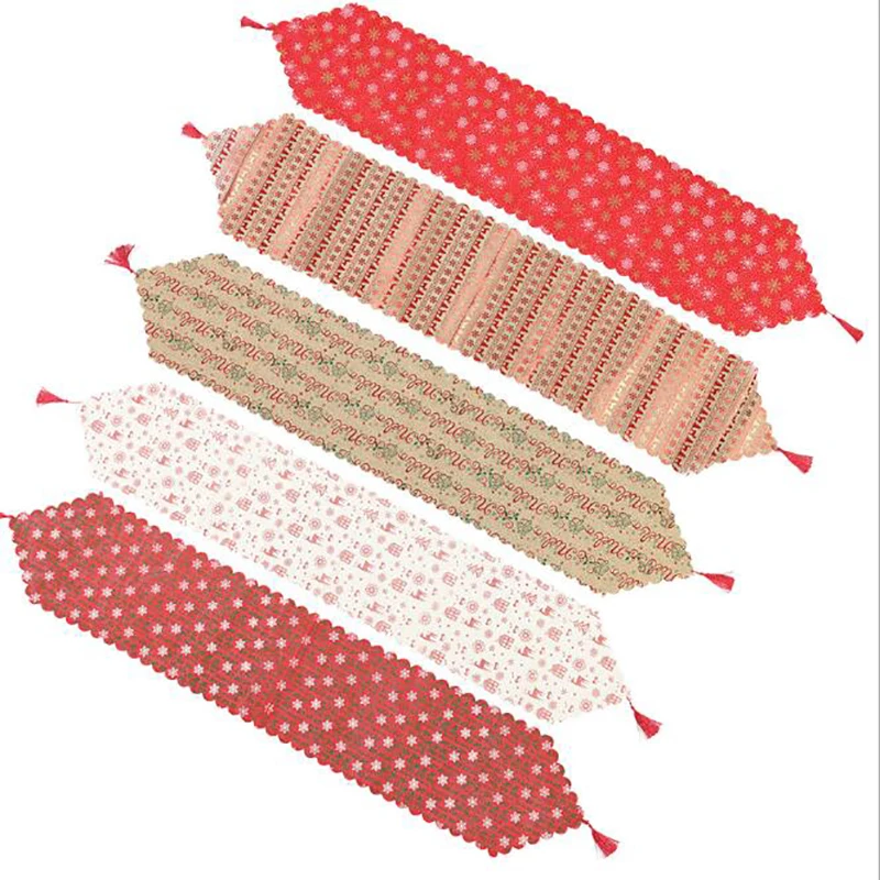 

Christmas Printed Table Flags Linen Table Decoration Table Flags With Tassels Home Restaurant Table Decoration Table Flags