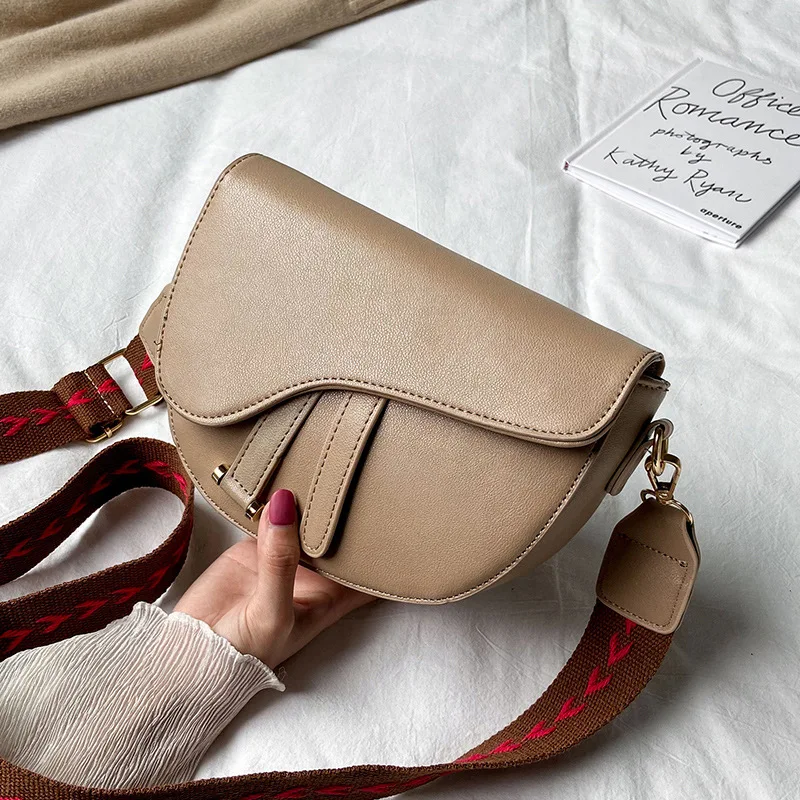 

Fashion Weave Wide Strap Saddle Bag PU Leather Women's Cover Messenger Bag high quantity shoulder bag bolsos para mujer