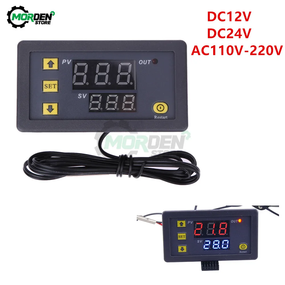 W3230 DC 12V 24V 110V 220V AC Digital Temperature Controller LED Thermostat Thermoregulator Heating Cooling Switch NTC Sensor