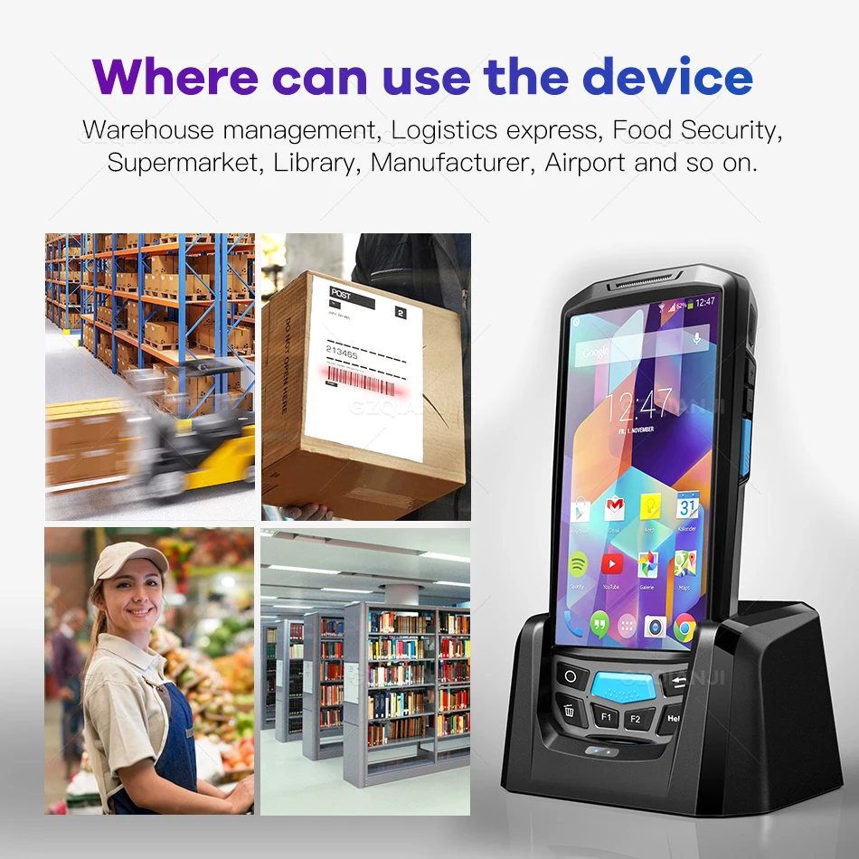 Портативный POS терминал 1D/2D QR сканер штрих кода Bluetooth Wi Fi КПК Android 8 1 беспроводной