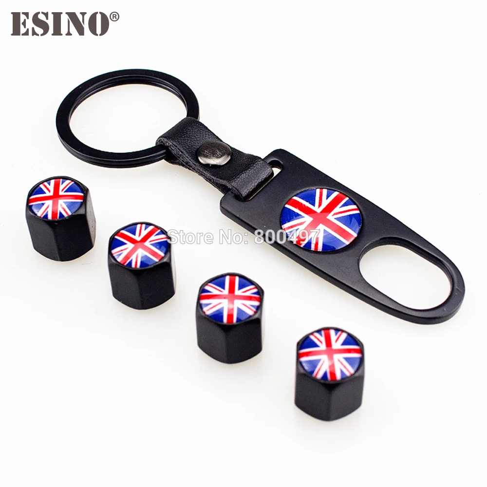 

4 шт. Стайлинг автомобиля, колпачки для стержней клапанов из нержавеющей стали, Английский флаг, универсальный размер с мини-фотоэлементами